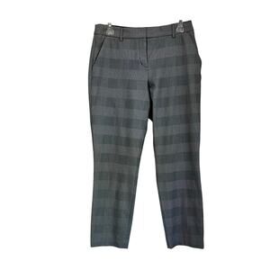 Express Stretch Black & White Plaid Columnist Ankle Mid Rise Work Trousers Sz 6R